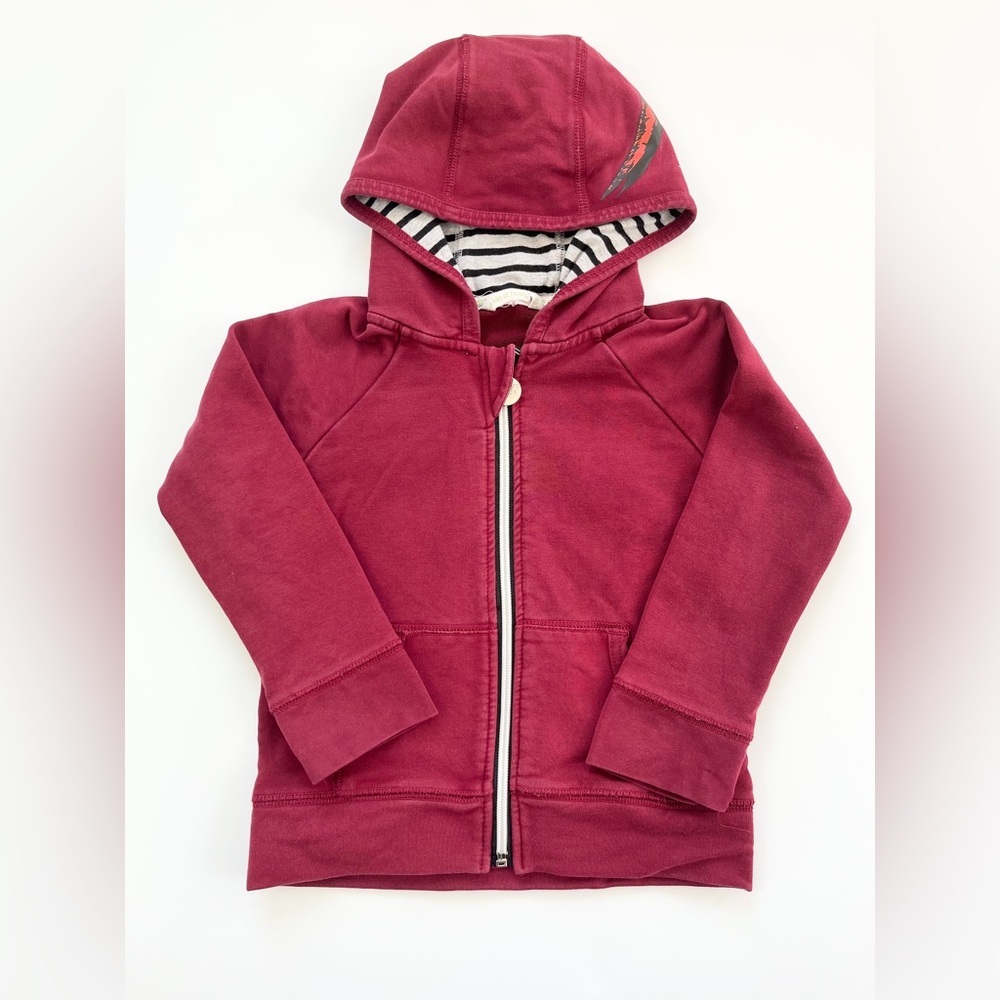 Peekaboo Beans Burgundy Dinosaur Hooded Zip-Up Hoodie
